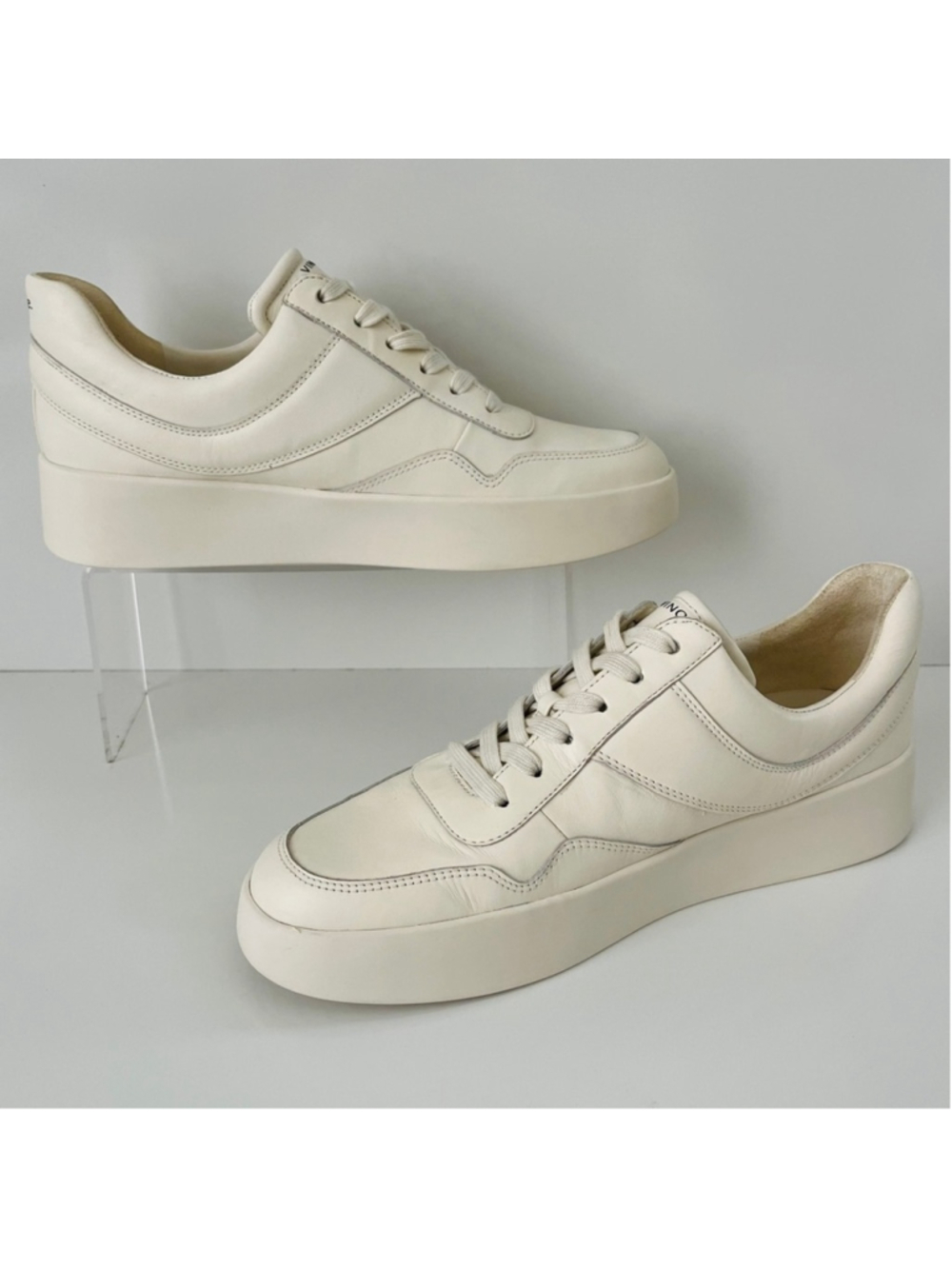 Vince Warren Court Platform Lace Up Sneakers Milk White Leather Womens 10 - Picture 7 of 16